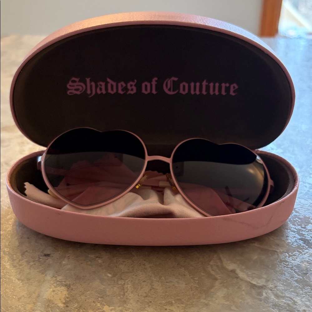 Pink Heart Sunglasses with Case